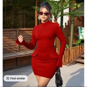 OYS Women's Long Sleeve Mock Turtle Neck Bodycon Mini Tank Short Party Dress